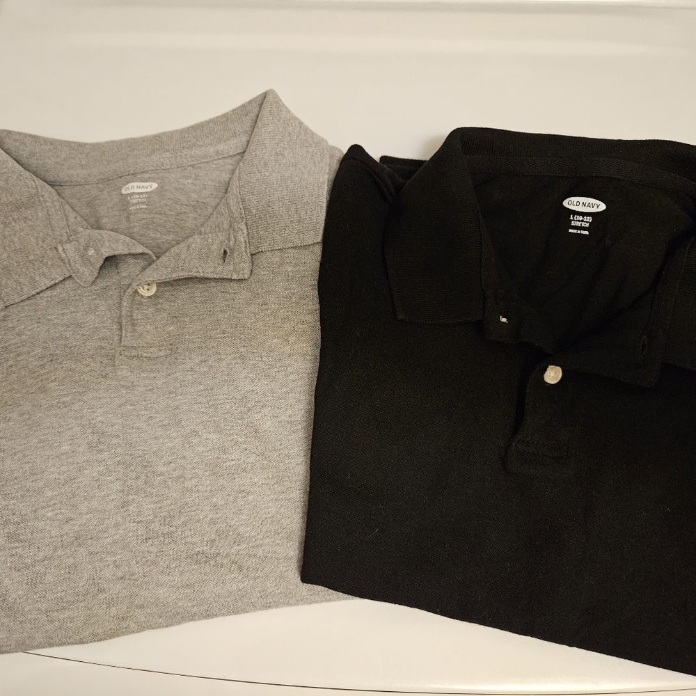 Boys black & gray polo size lrg 10-12